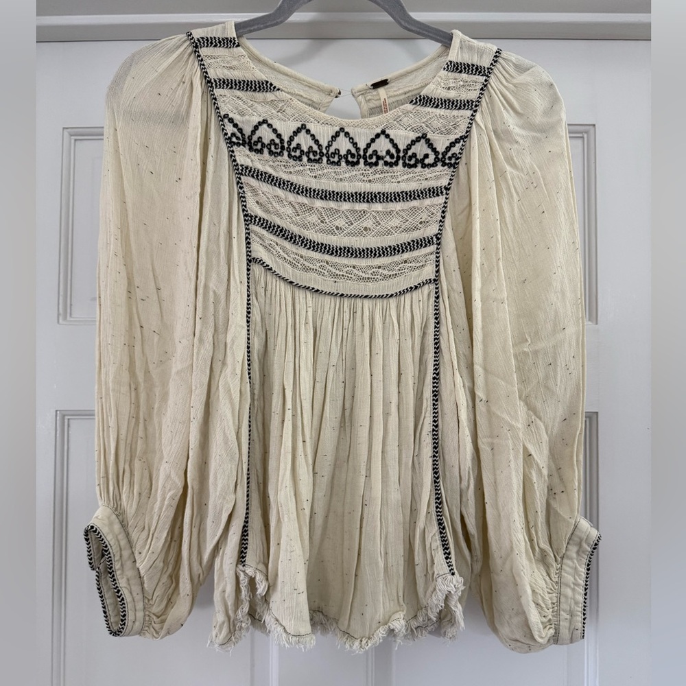 Boho Embroidered Batwing Top